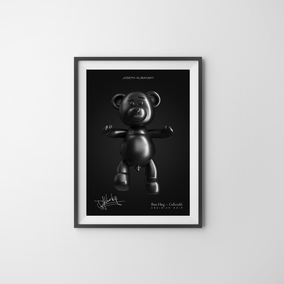 Bare Hug — Collectable, Obsidian Noir (Black) - Hand-signed Art Poster (no frame)