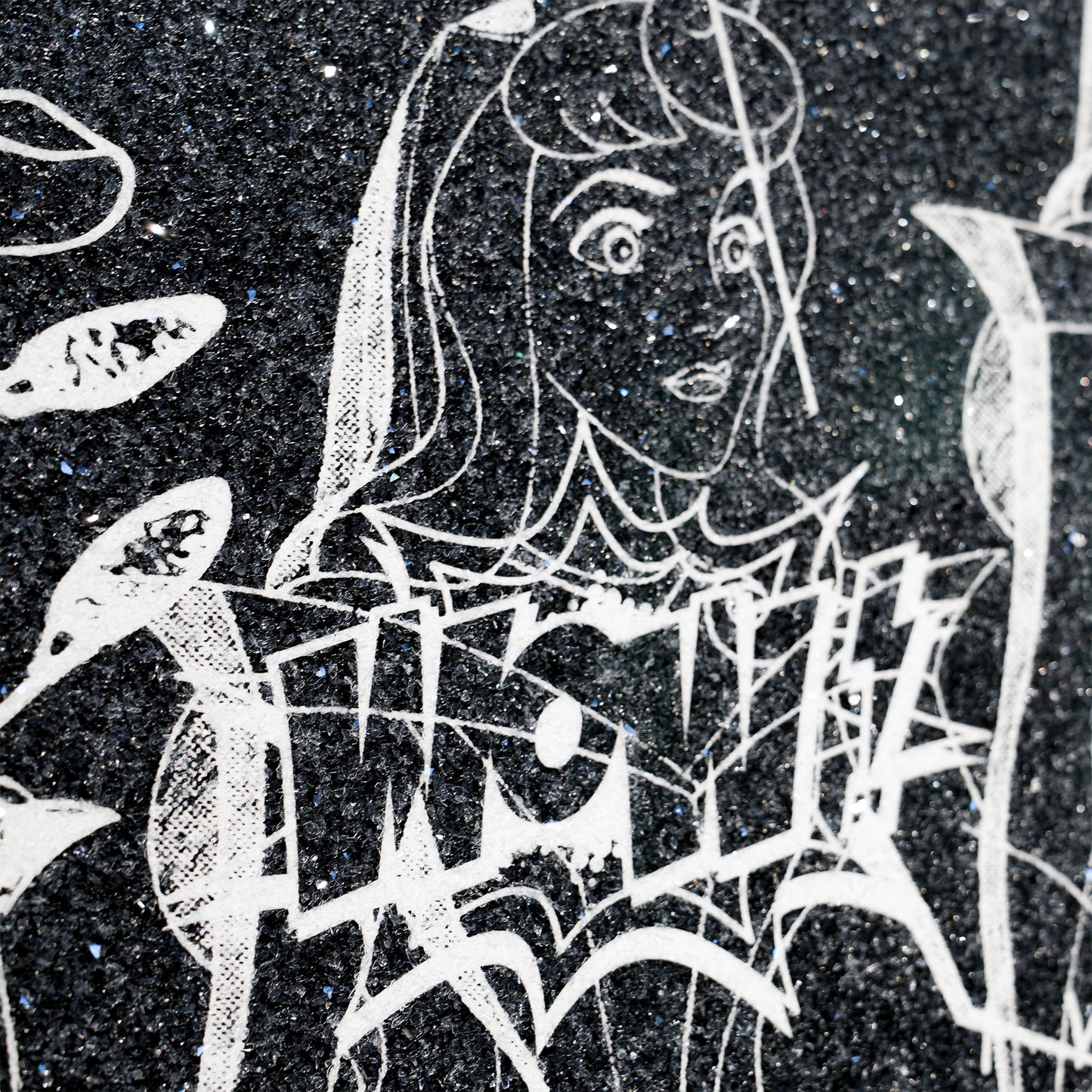 Love Over Diamonds (black/white, diamond dust) - large