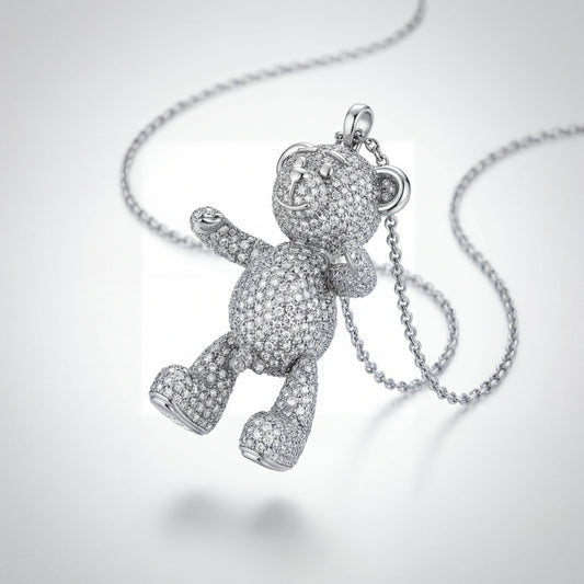 Bare Hug Necklace - White Gold Diamonds, Paved