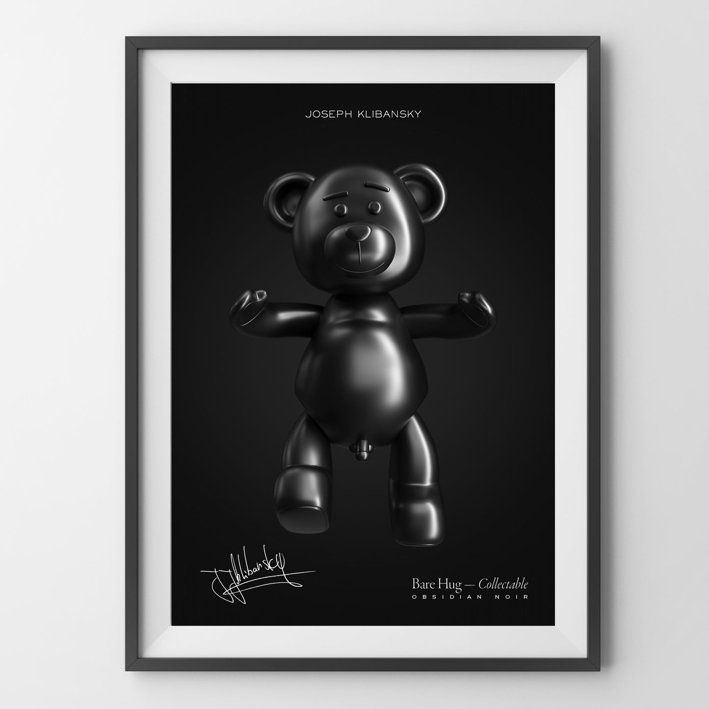 "Bare Hug — Collectable, Obsidian Noir" (Black) Hand-signed Art Poster (no frame)