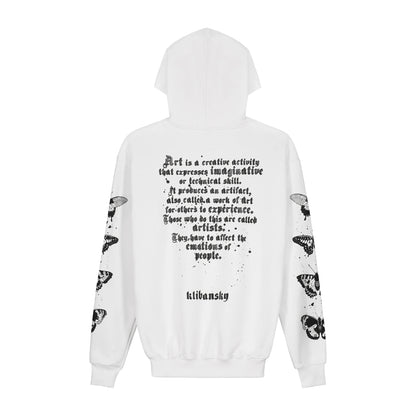 Limited Edition Hoodie – Black Butterfly – White