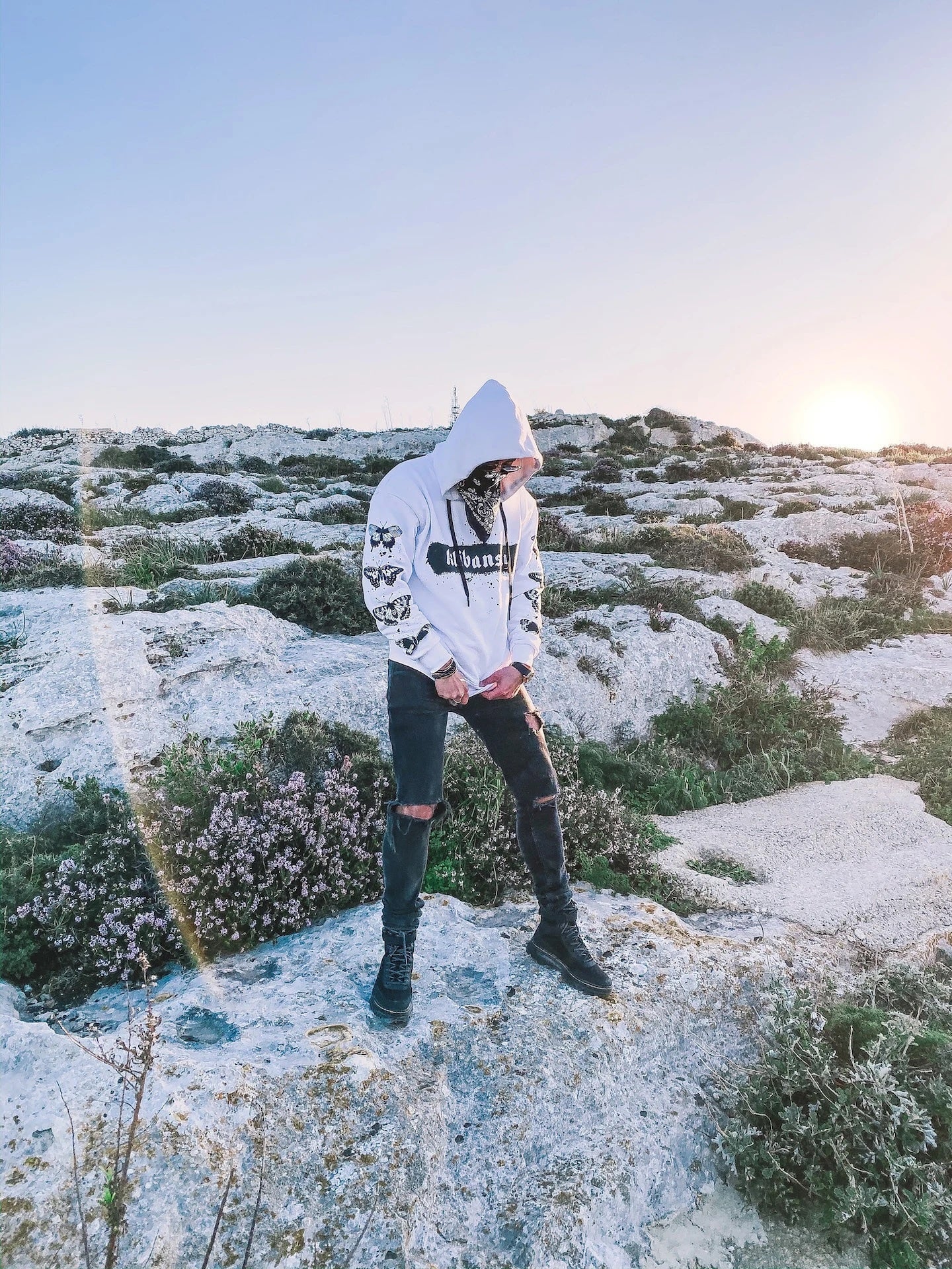 Limited Edition Hoodie – Black Butterfly – White