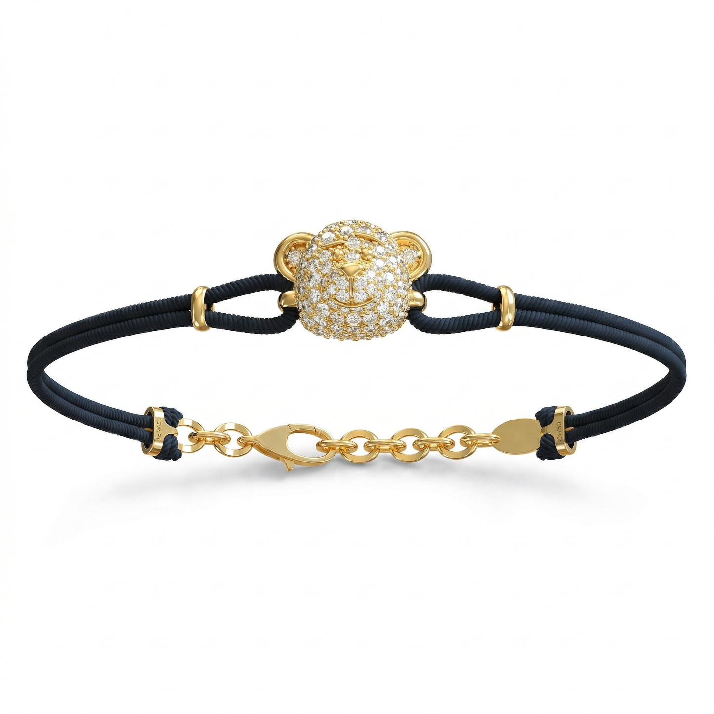 Bare Hug - Cord Bracelet, Diamonds, Paved