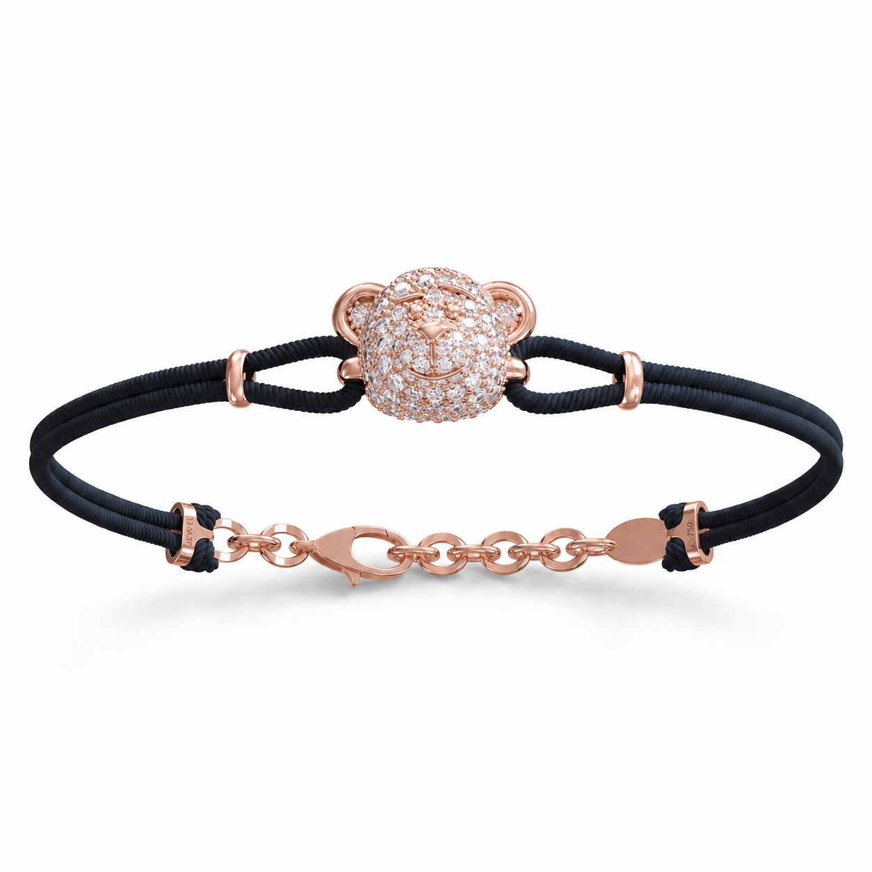 Bare Hug - Cord Bracelet, Diamonds, Pavé