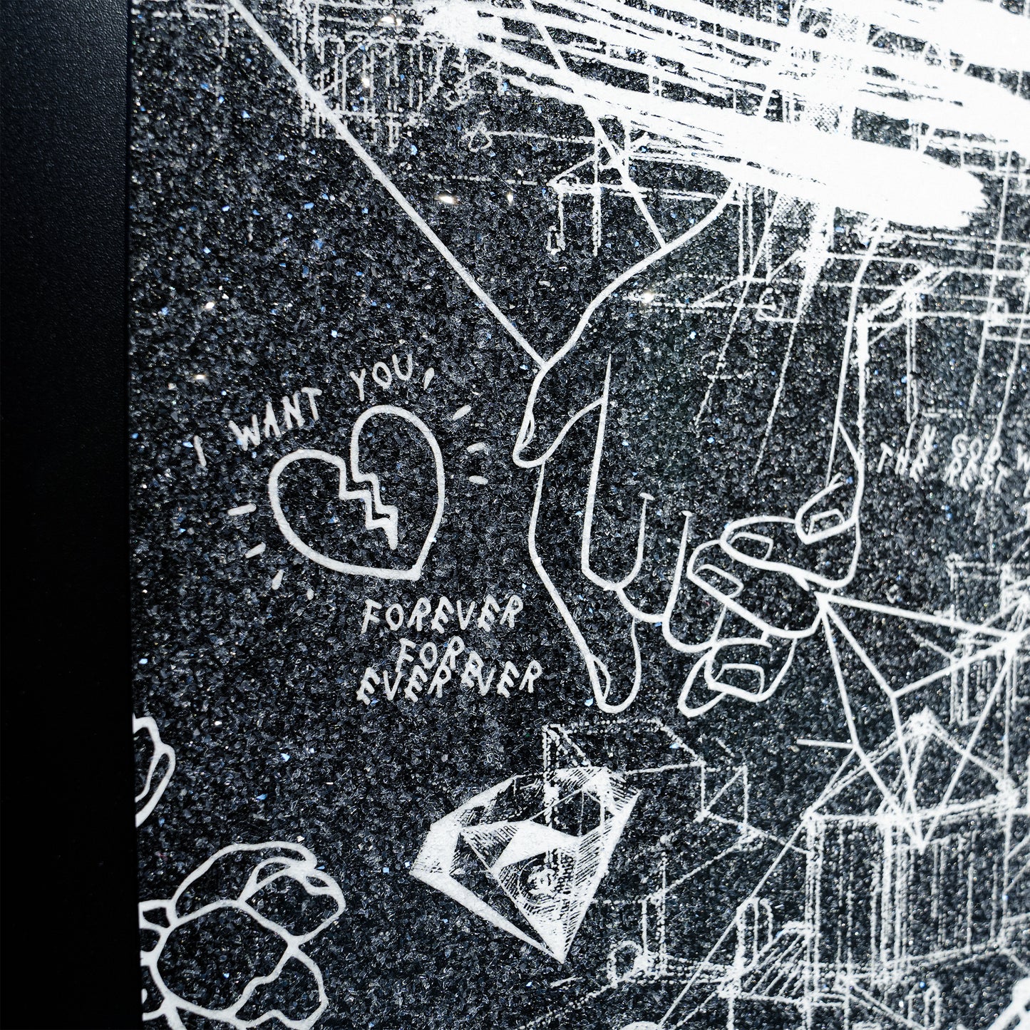 Love Over Diamonds (black/white, diamond dust) - small