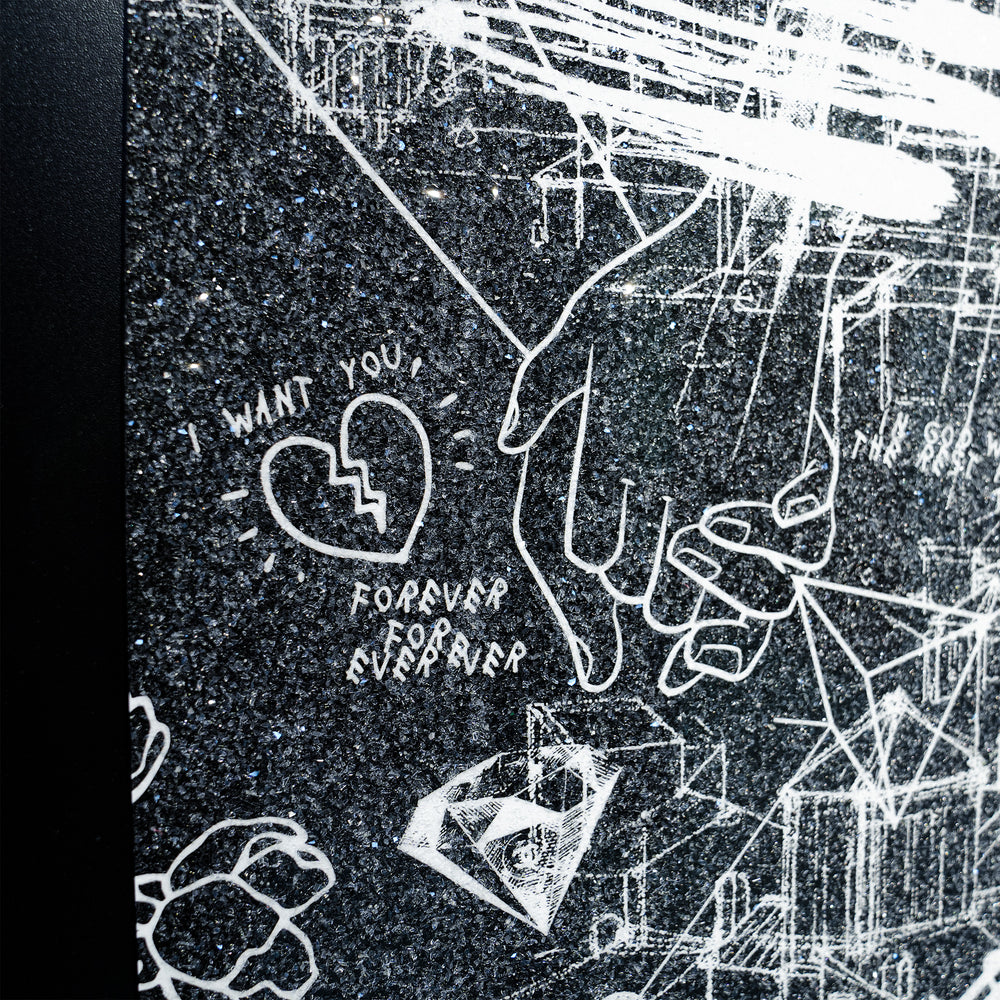 Love Over Diamonds (black/white, diamond dust) - large