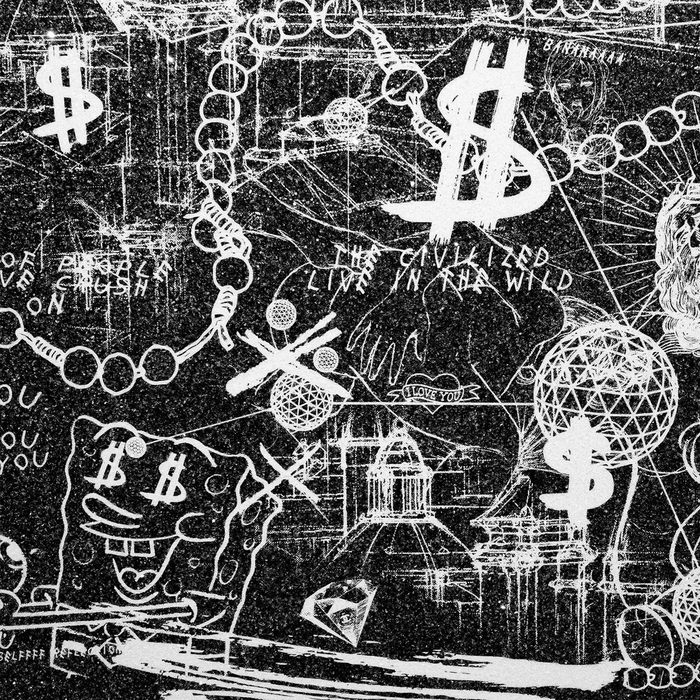 Love Over Diamonds (black/white, diamond dust) - large