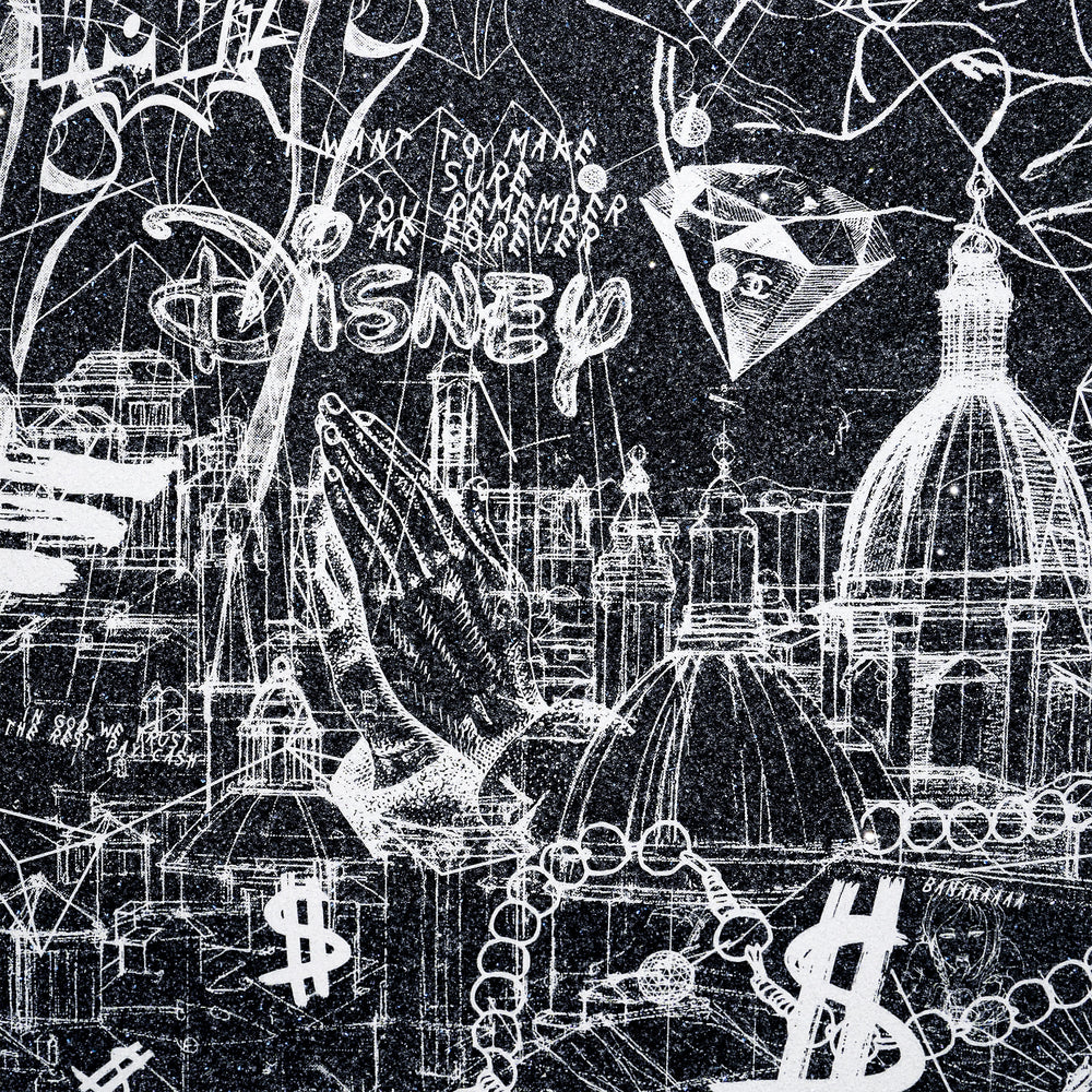 Love Over Diamonds (black/white, diamond dust) - large