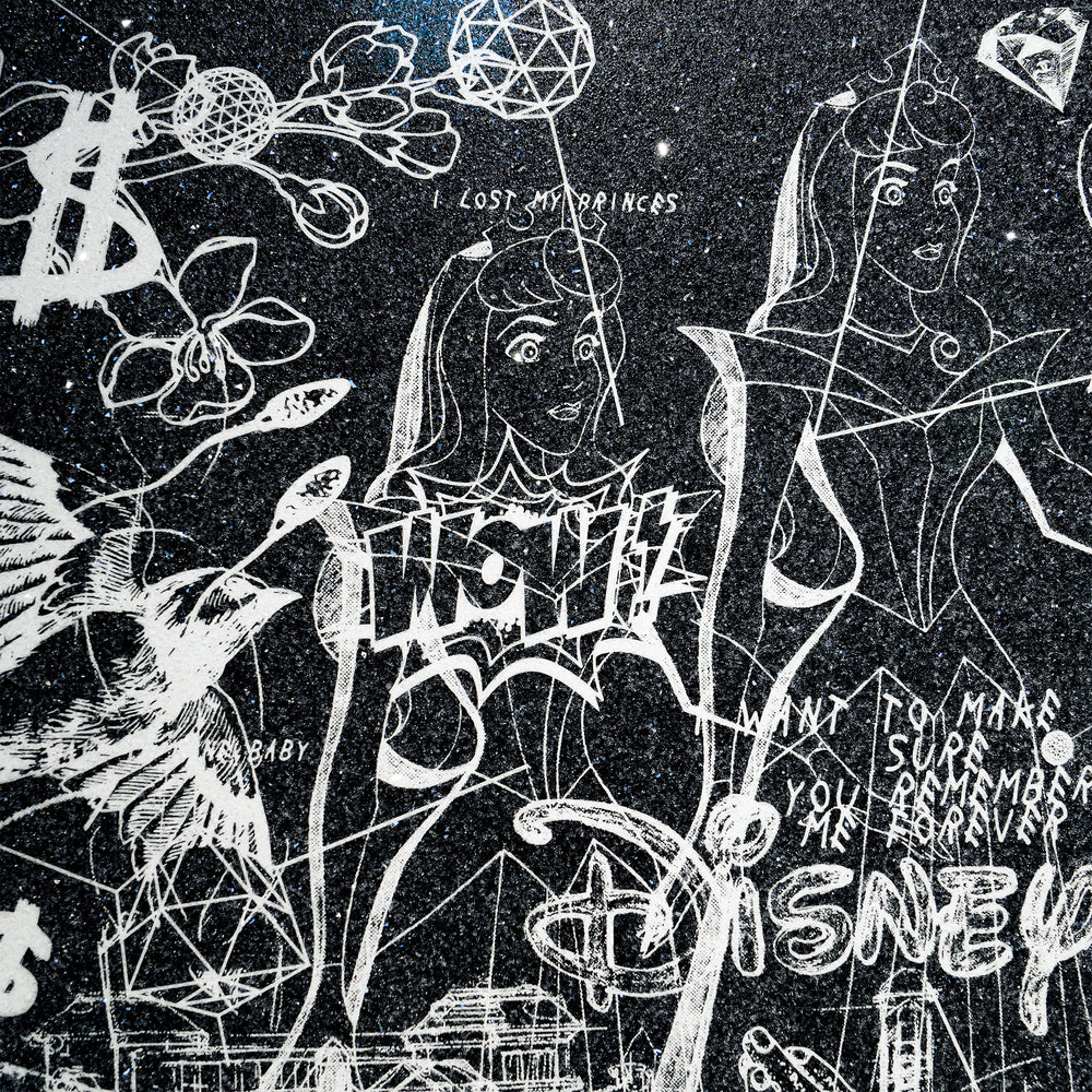 Love Over Diamonds (black/white, diamond dust) - large