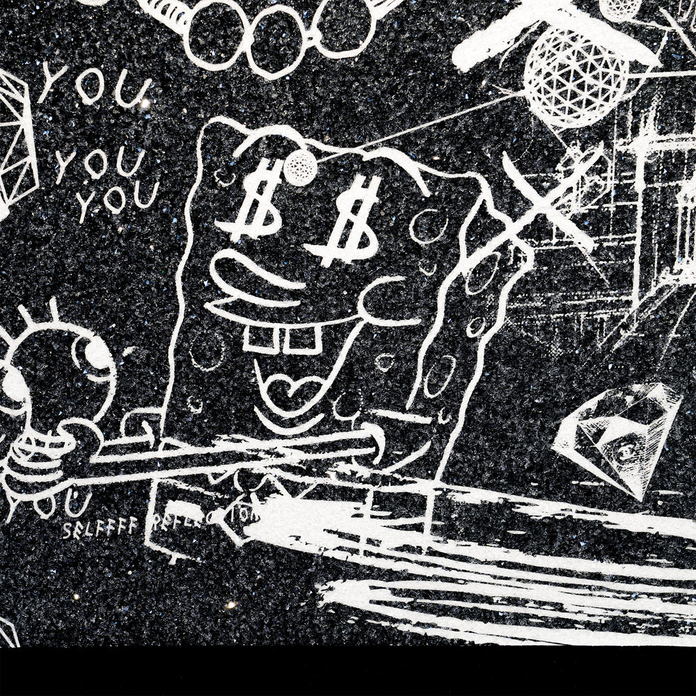 Love Over Diamonds (black/white, diamond dust) - large