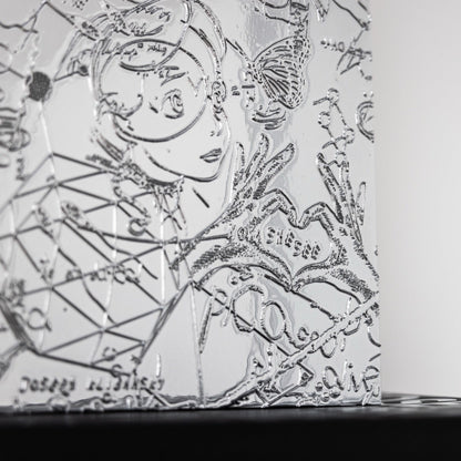 A detail close up of a chrome painting collectable art collectable by Joseph Klibansky