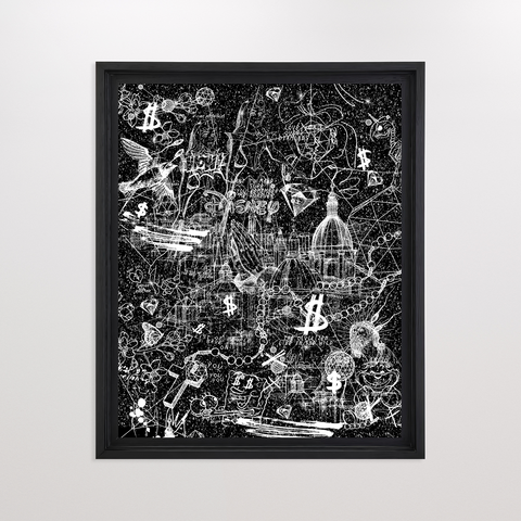 Love Over Diamonds (black/white, diamond dust) - large