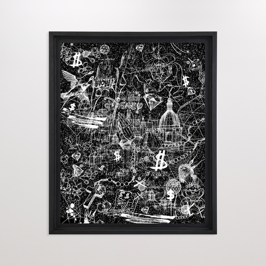 Love Over Diamonds (black/white, diamond dust) - large