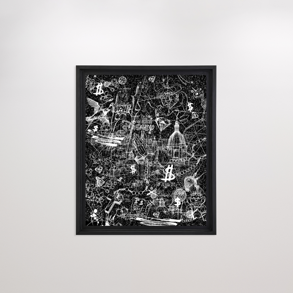 Love Over Diamonds (black/white, diamond dust) - large