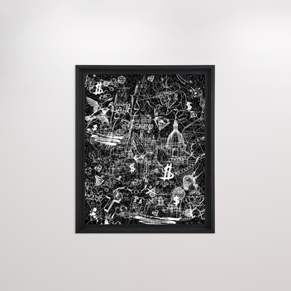 Love Over Diamonds (black/white, diamond dust) - large