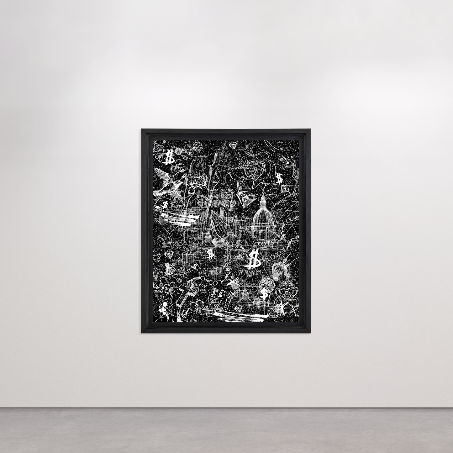 Love Over Diamonds (black/white, diamond dust) - large