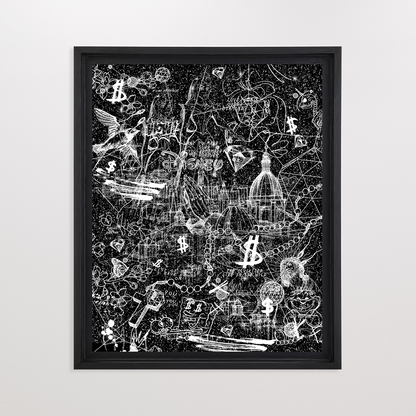 Love Over Diamonds (black/white, diamond dust) - small