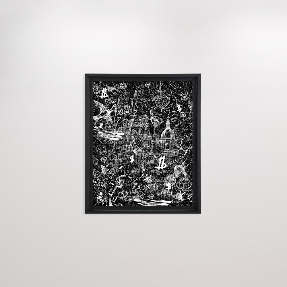 Love Over Diamonds (black/white, diamond dust) - small