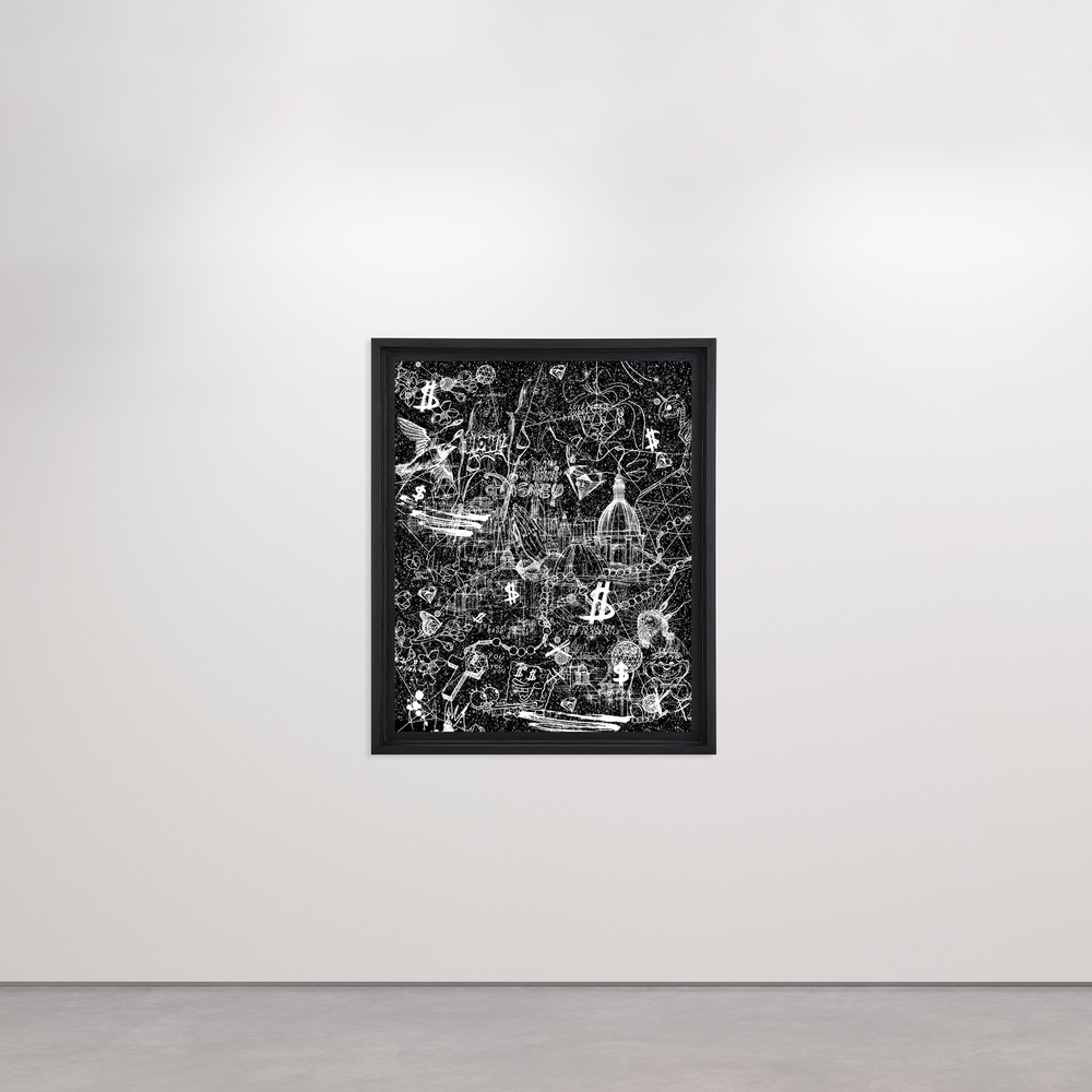 Love Over Diamonds (black/white, diamond dust) - small