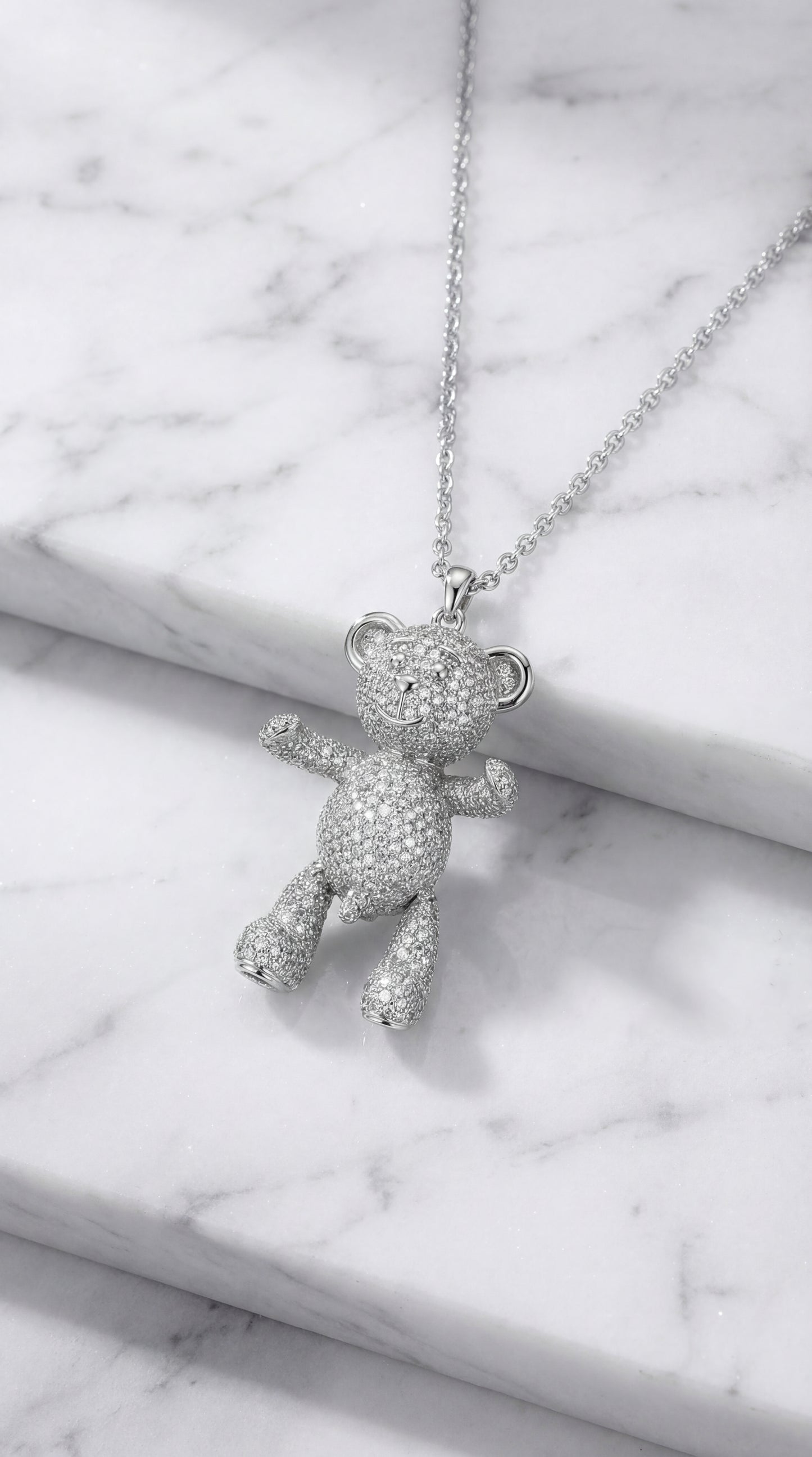 Bare Hug Necklace - White Gold Diamonds, Paved