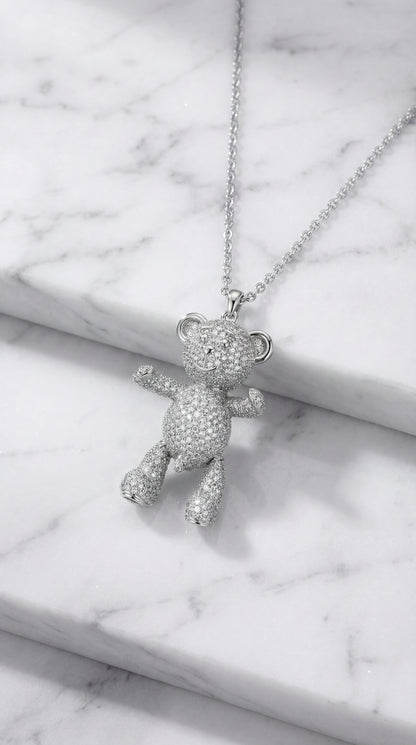 Bare Hug Necklace - White Gold Diamonds, Paved