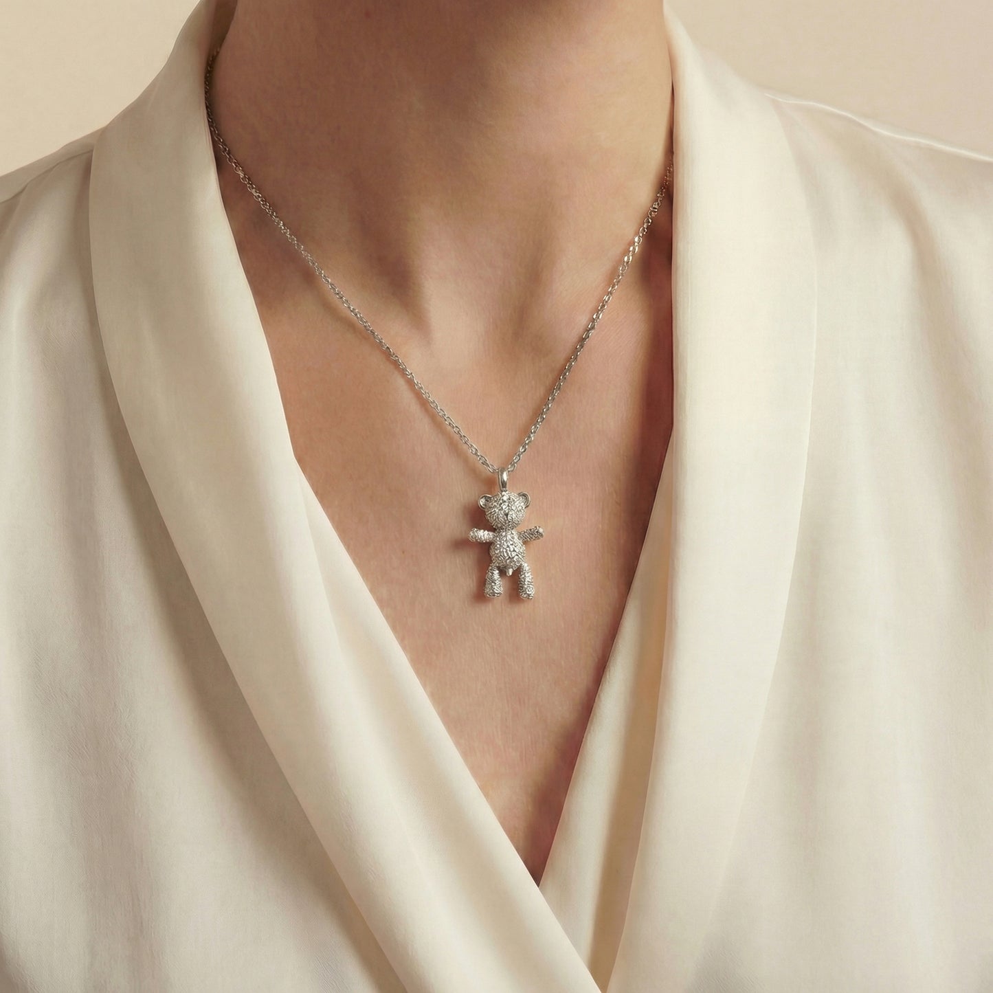 Bare Hug Necklace - White Gold Diamonds, Paved