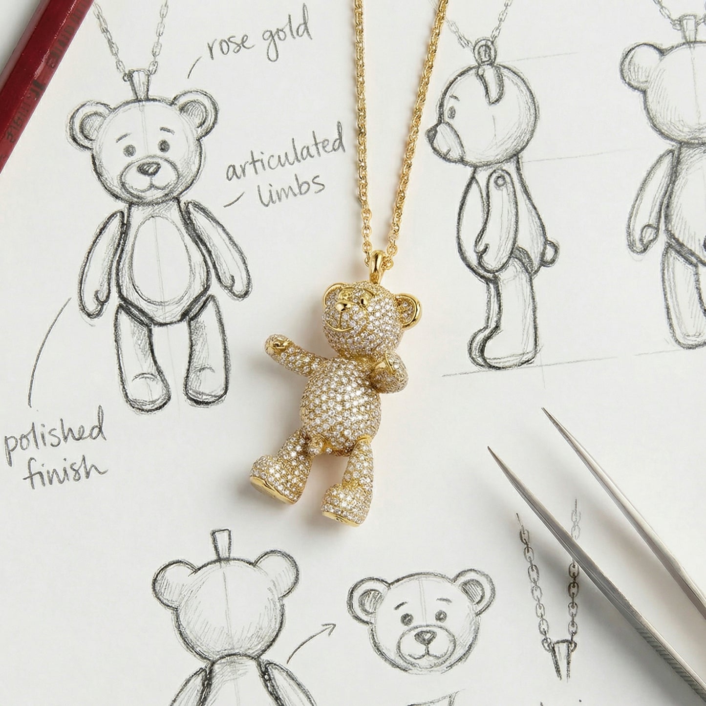 Bare Hug Necklace - White Gold Diamonds, Paved