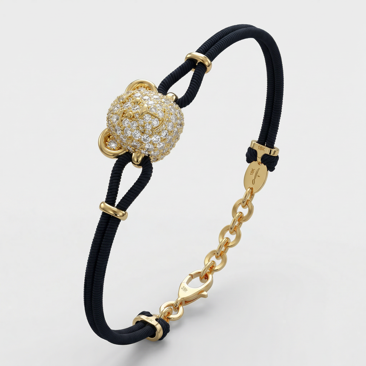 Bare Hug - Cord Bracelet, Diamonds, Paved